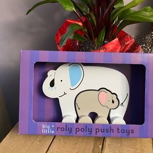 New! Jack Rabbit Creations Big and Little Roly Poly Push Toys Elephants Wooden